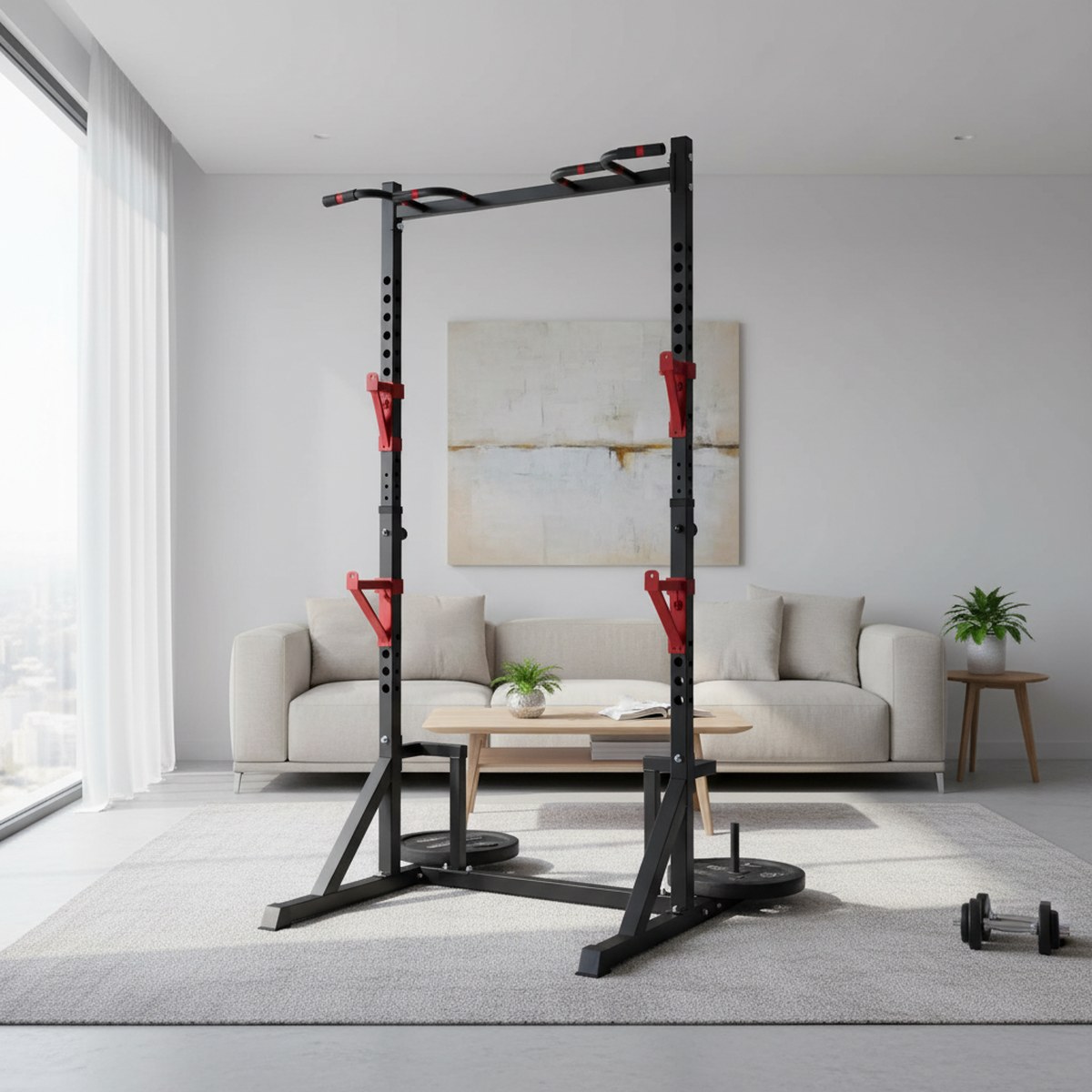 Rack de fuerza ajustable con b - Home Gym Fitness reseña y precio