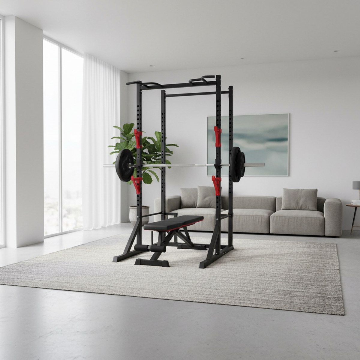 Rack de fuerza ajustable con b - Home Gym Fitness reseña y precio